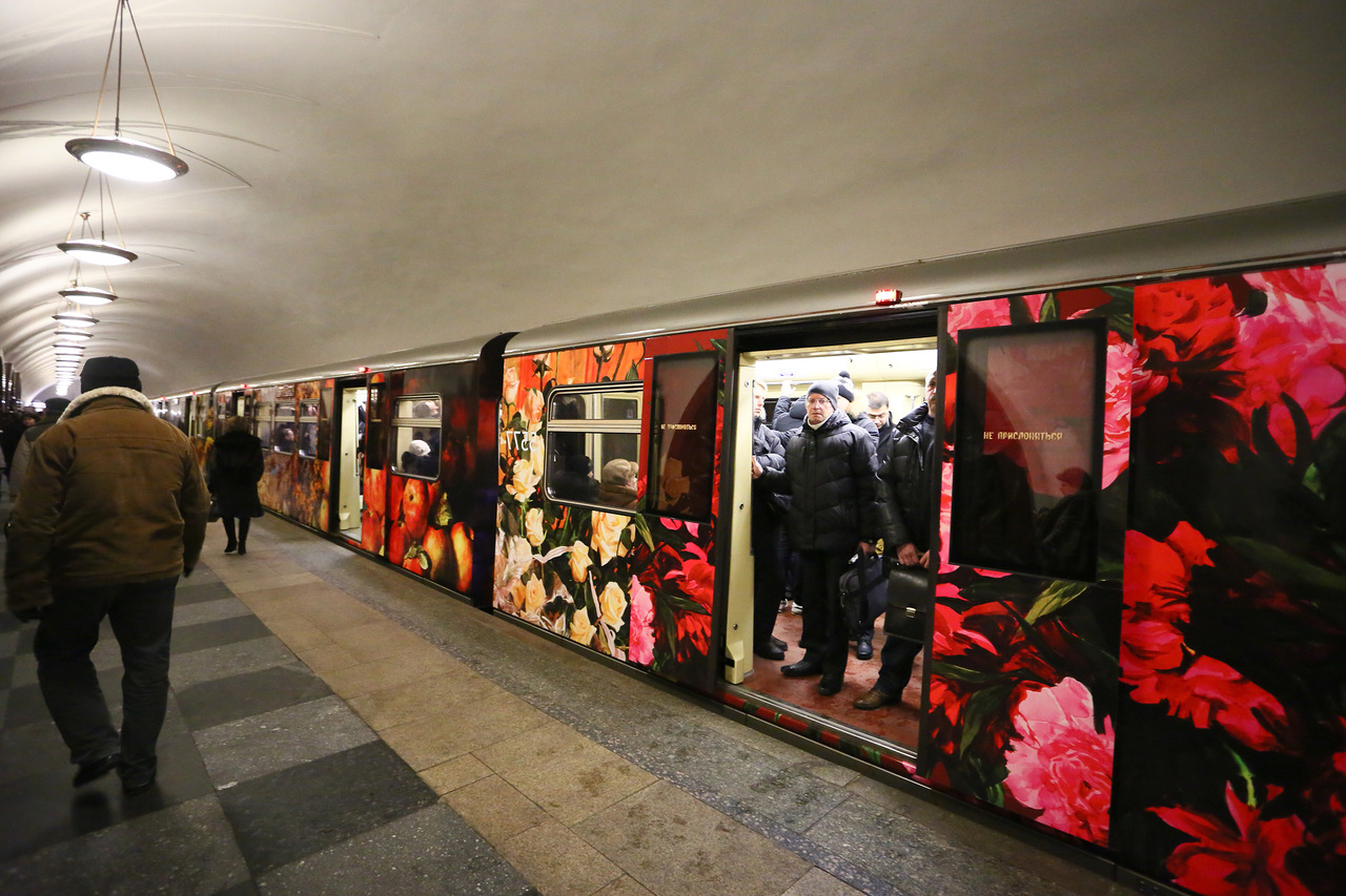Московский метрополитен поезд акварель 2007